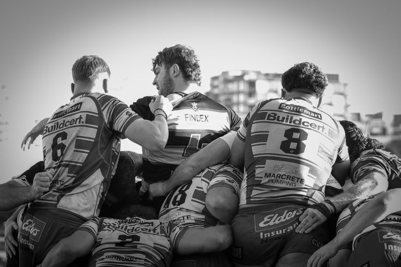 Forwards bind together in a scrum